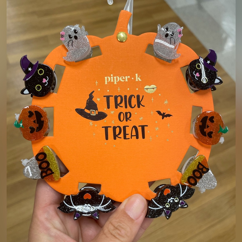 New！10 pieces Piper K Cute Halloween TRICK OR TREAT Hair Clips Set